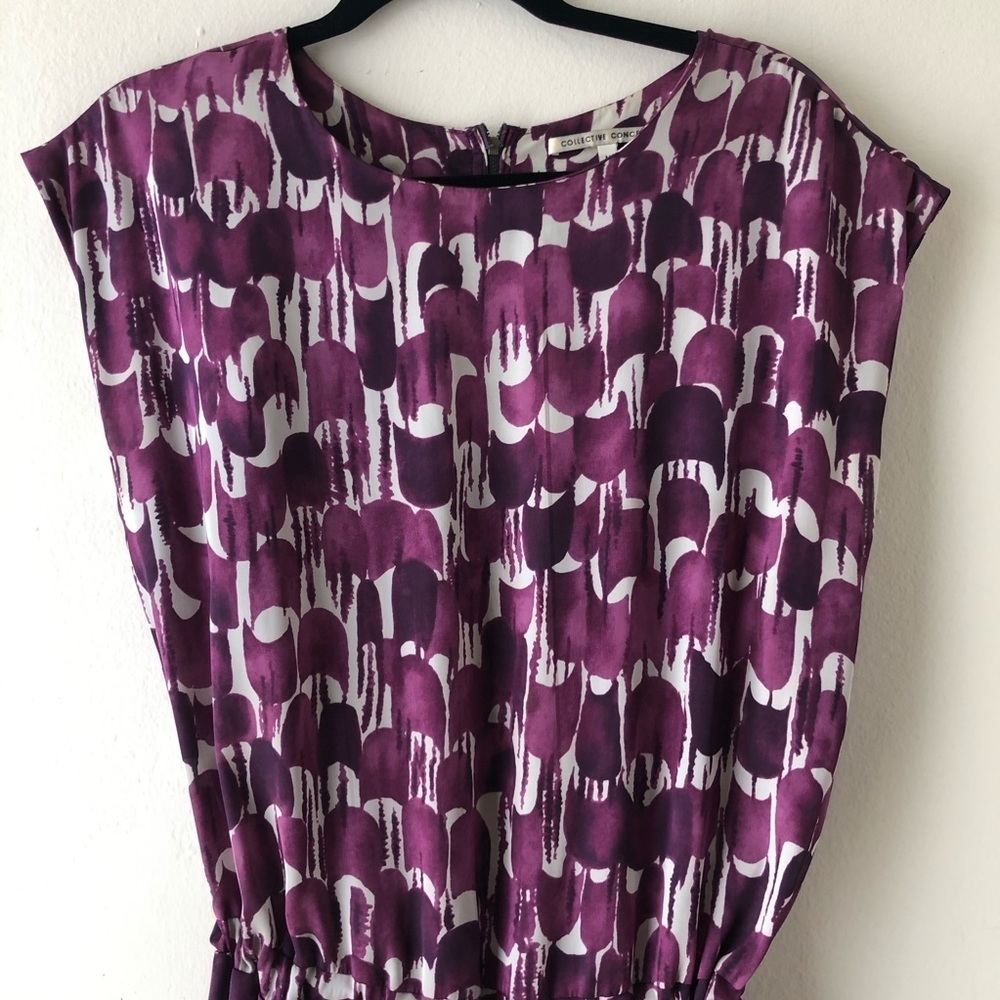 Collective Concepts Abstract Purple Blouson Dress - Picture 2 of 5